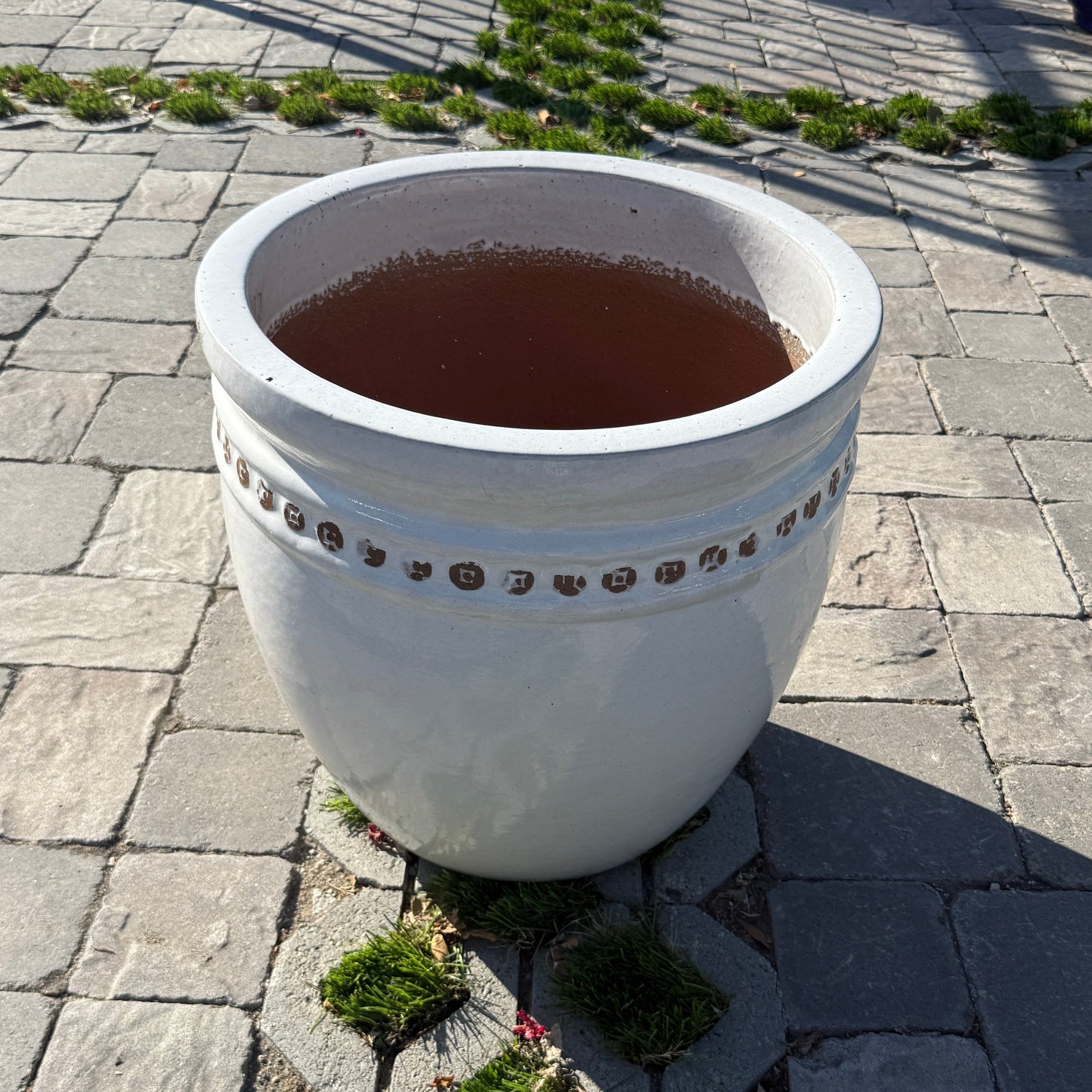 Medium Glossy White Brown Pattern