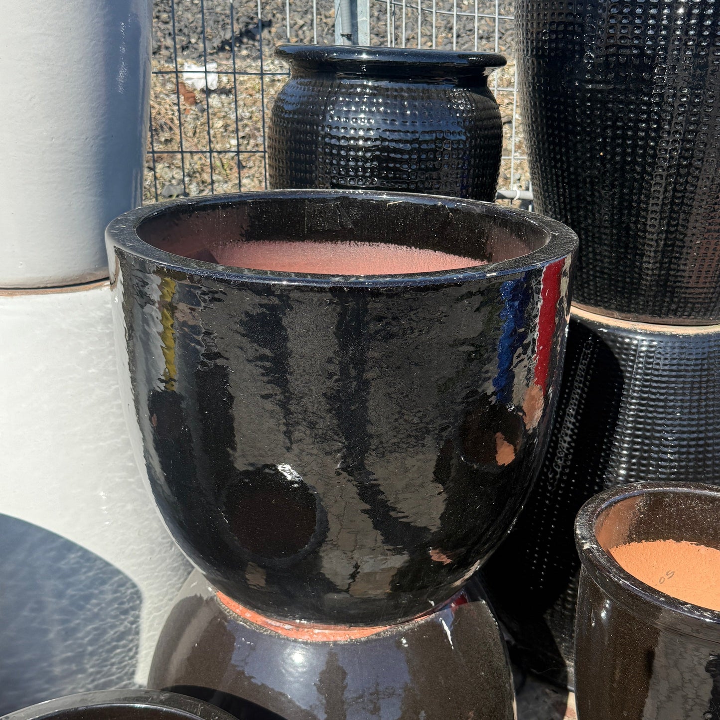 Large Wide Glossy Black